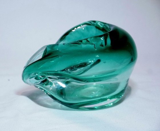 Image 1 of Prachtige smaragdgroene Murano glazen schaal