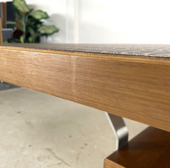 Image 1 of Tavolino vintage con piano in rame e gambe cromate