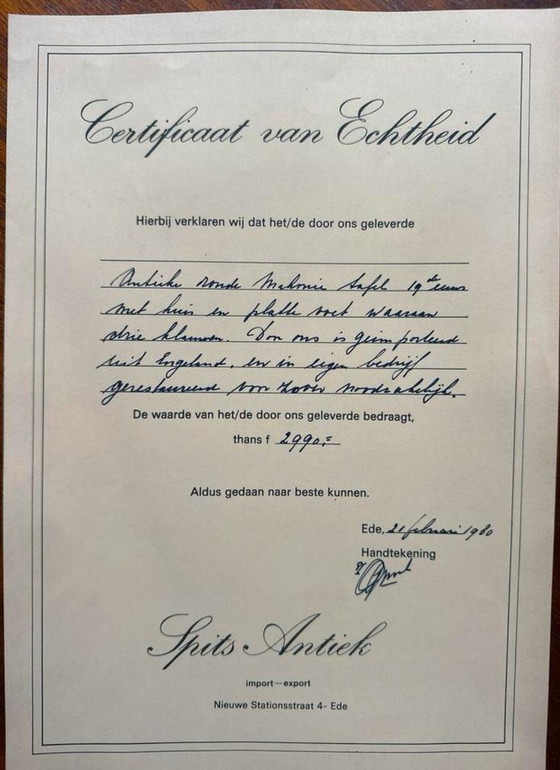 Image 1 of Feuille de mahonie antique 19ème siècle avec certificat