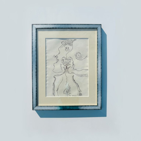 Image 1 of Framed vintage lithograph "Le Fil d'Ariane" by André Masson, France 1970