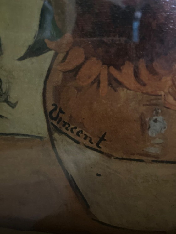 Van Gogh Reproductie – Les Tournesols – Antieke Lijst + Certificaat – Schilderijen & Tekeningen, Wood (photo 5 of 5)