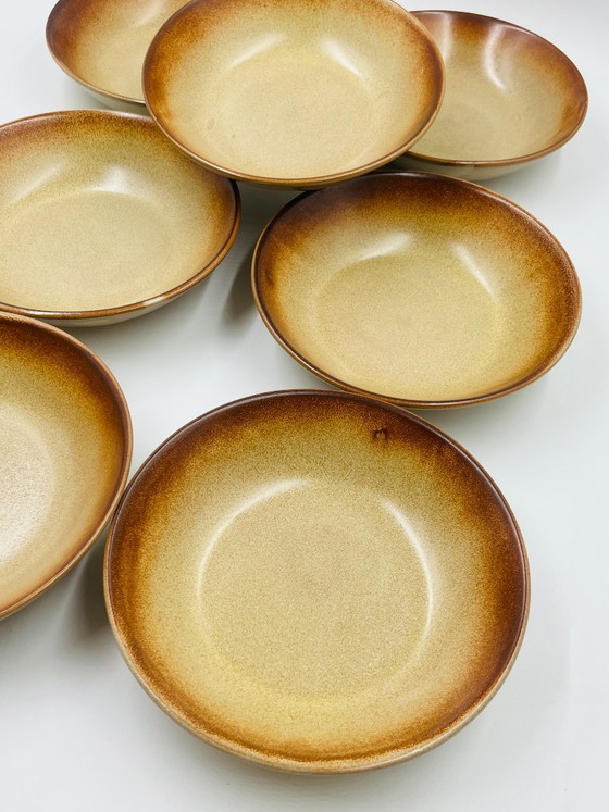 Lot of 7 Flamed Stoneware Deep Plates 1970 – Crockery, Ceramic (photo 4 of 8)