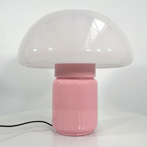 Image 1 of Lampada da tavolo a forma di fungo rosa di Elio Martinelli per Martinelli Luce, anni '70