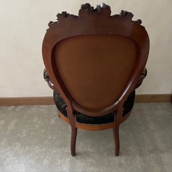 Poltrona Luigi XV con tappezzeria floreale – Poltrone, Tessile, Legno (photo 7 of 7)