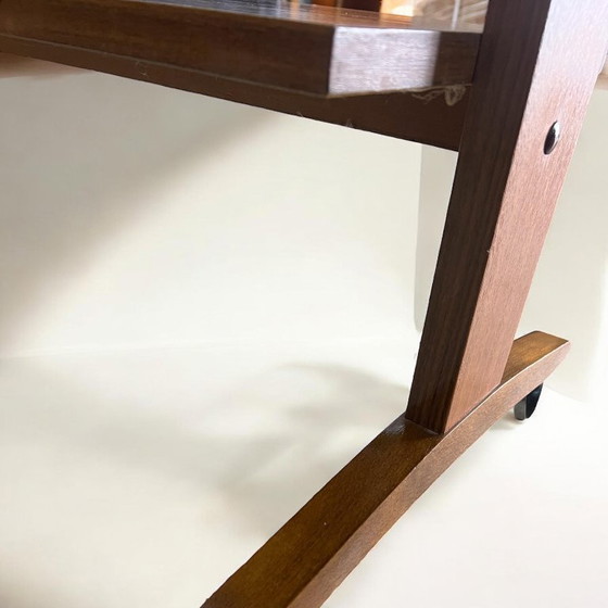 Image 1 of TV stand, wooden table for record player with wheels, made in Germany in the 1960s-1970s