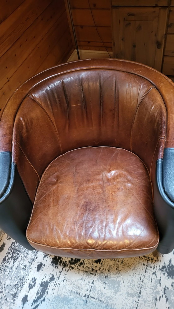 Poltrone Club Vintage Stile Art Déco in Pelle (di Pecora) Set di 2 – Legno (photo 4 of 12)