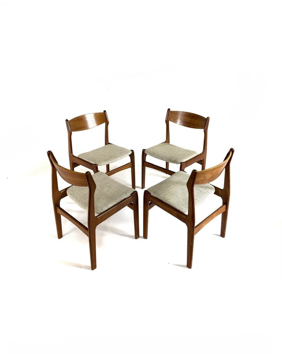 Image 1 of 4x Vintage Deense Teakhouten Eetkamerstoel ‘60