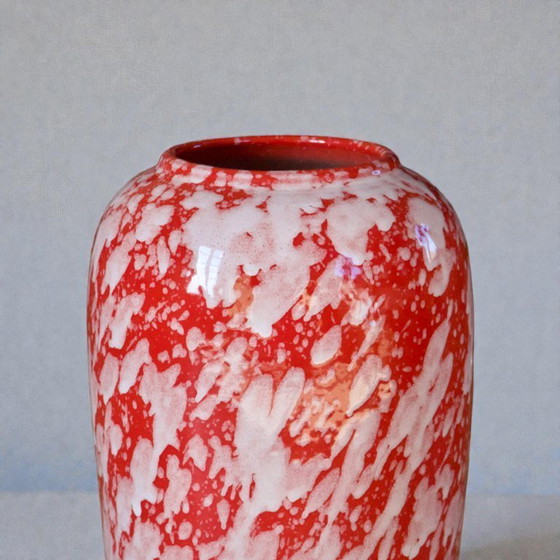 Image 1 of Large handcrafted vase with speckled red enamel