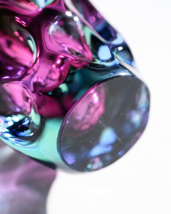 Image 1 of Jan Beranek rode kernvaas 1959 & Vizner-stijl Tsjechisch glazen duo vintage sculptuur