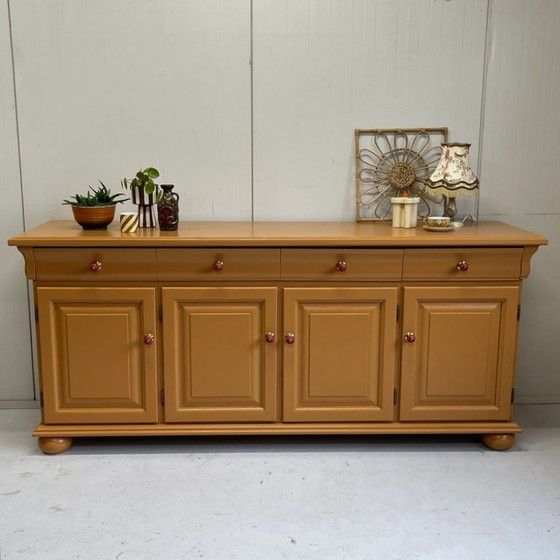 Image 1 of Remodelación de aparador de madera terracota naranja Little Green cómoda con cajones