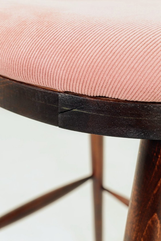 Image 1 of Sgabelli da bar in velluto a coste rosa, set da 2 in legno massello