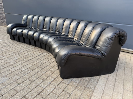 De Sede DS600 Snake Tatzelwurm 13-piece set in black leather in top condition!