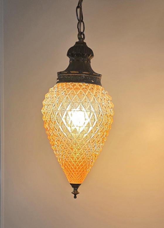 Image 1 of Pineapple midcentury crystal pendant