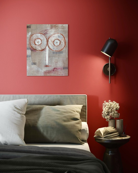 Image 1 of Robert Detheux "Visage aux petites annonces" Gemälde von 1980