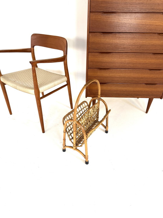 Image 1 of Vintage rattan and bamboo magazine basket '60