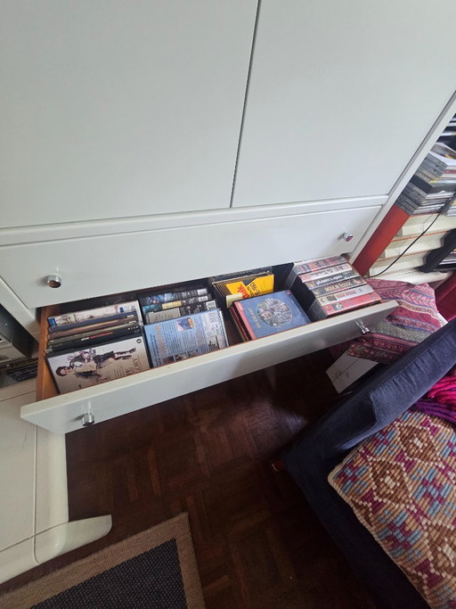 Mueble de pared de diseño Interlübke Studimo – aprox. 5 a 6 metros – blanco – con escritorio