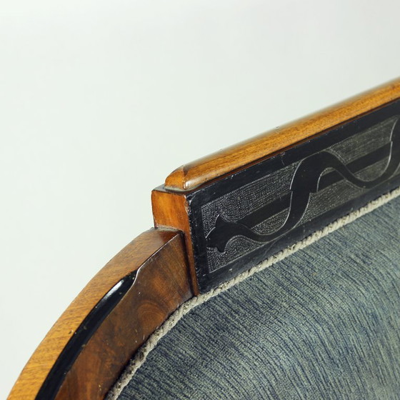 Image 1 of Divano Biedermeier unico in tessuto originale e impiallacciato in noce, Vienna, Austria 1825 circa