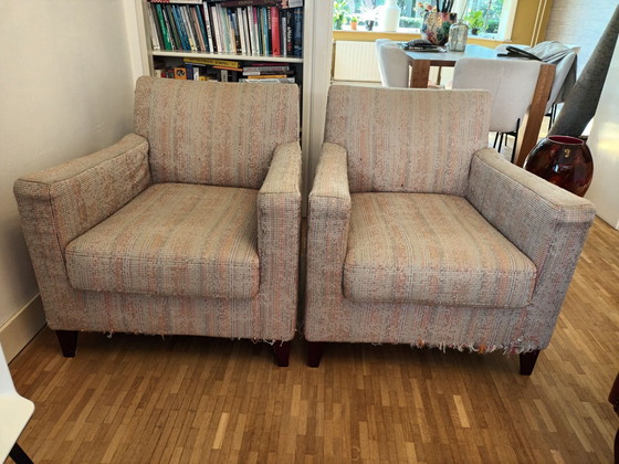 Twee feauteuils Ligne Roset, Fauteuils, Textiel, Hout, Beige (foto 5 van 5)