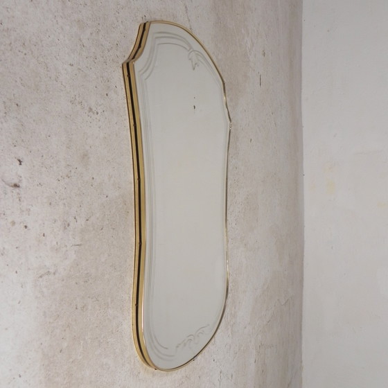 Image 1 of Vintage Spiegel Met Gouden Rand, Jaren 60