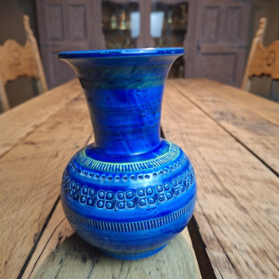 Image 1 of Blaue Vase von Bitossi Ceramiche Aldo Londi Rimini