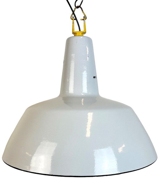 Industrial Grey Enamel Factory Pendant Lamp from Philips, 1960s