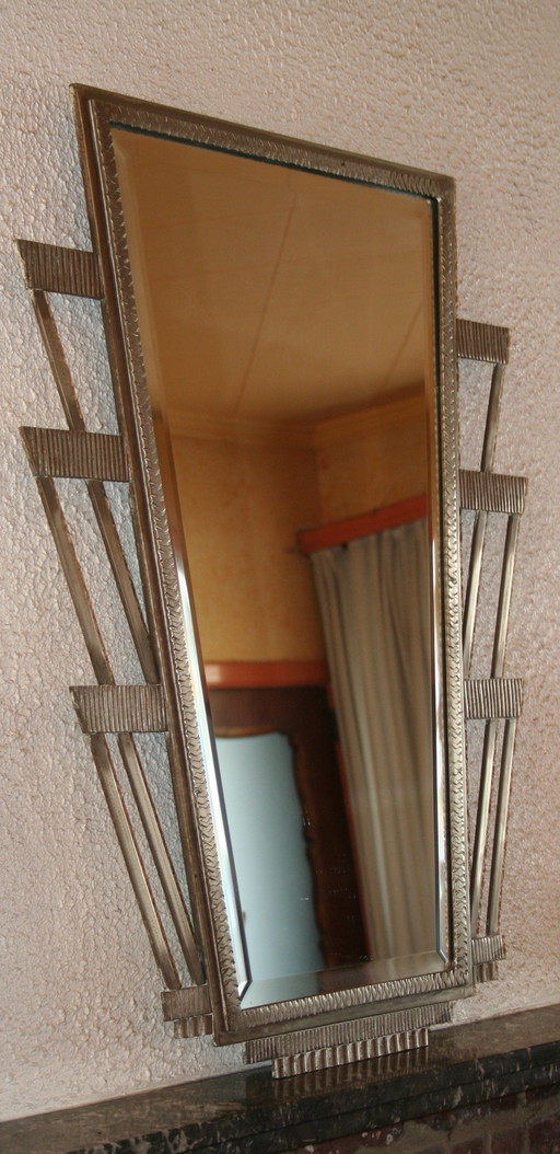 Metal Art Deco mirror (forged/ trapezoidal shape)