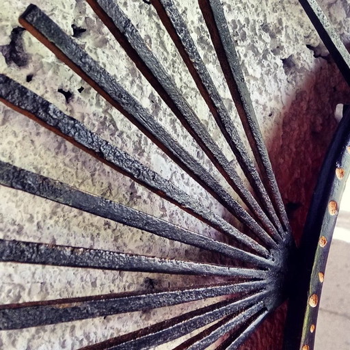 Hand-crafted mirror, iron sun, palm motif - one-of-a-kind creation