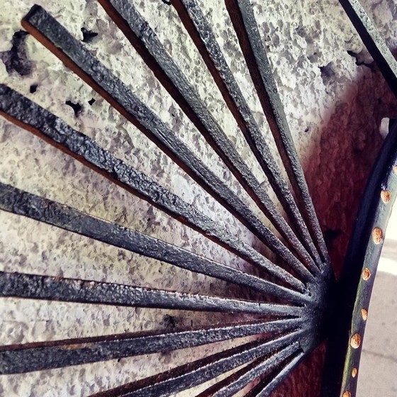 Image 1 of Miroir artisanal soleil fer motif palmes - création pièce unique