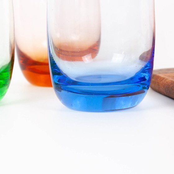 Image 1 of Set of 4 Italian Colorful Glasses, 1980s