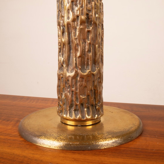 Luciano Frigerio Brutalistische italienische Messinglampe 1970 – Tischlampen, Brass, Italian Design (photo 9 of 18)