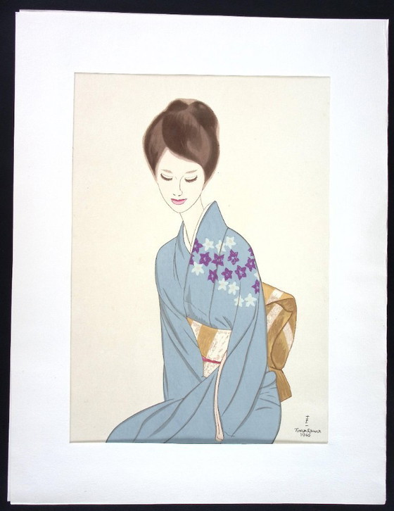 Image 1 of Keiichi Takasawa: Mujer con kimono azul