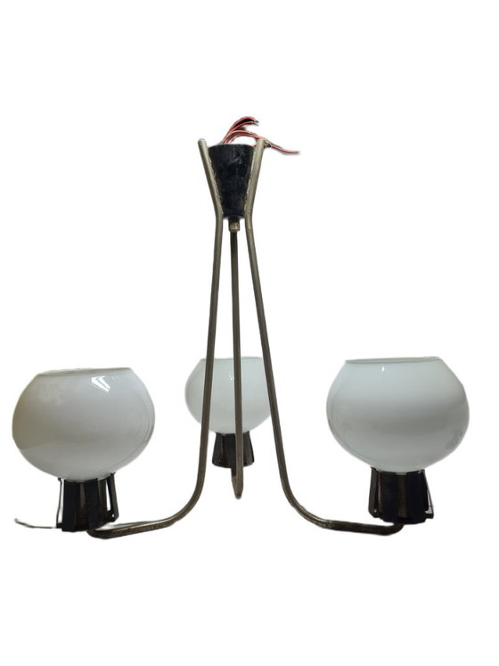 Kroonluchter in postmoderne stijl, Polen, jaren 1960 – Polam, Glass, Metal (photo 5 of 8)