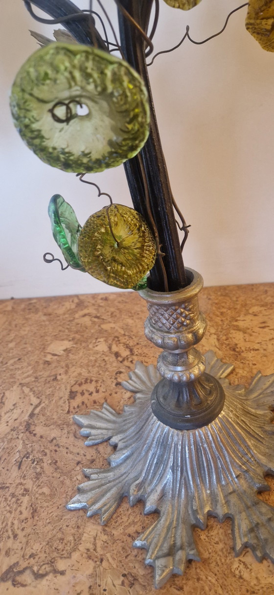 Image 1 of Midcentury Art Nouveau/Art Deco Frosted Glass Grape Table Lamp