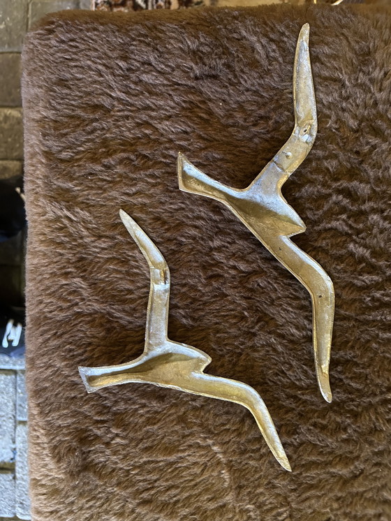 Image 1 of 2 koperen/ messing wand vogels 