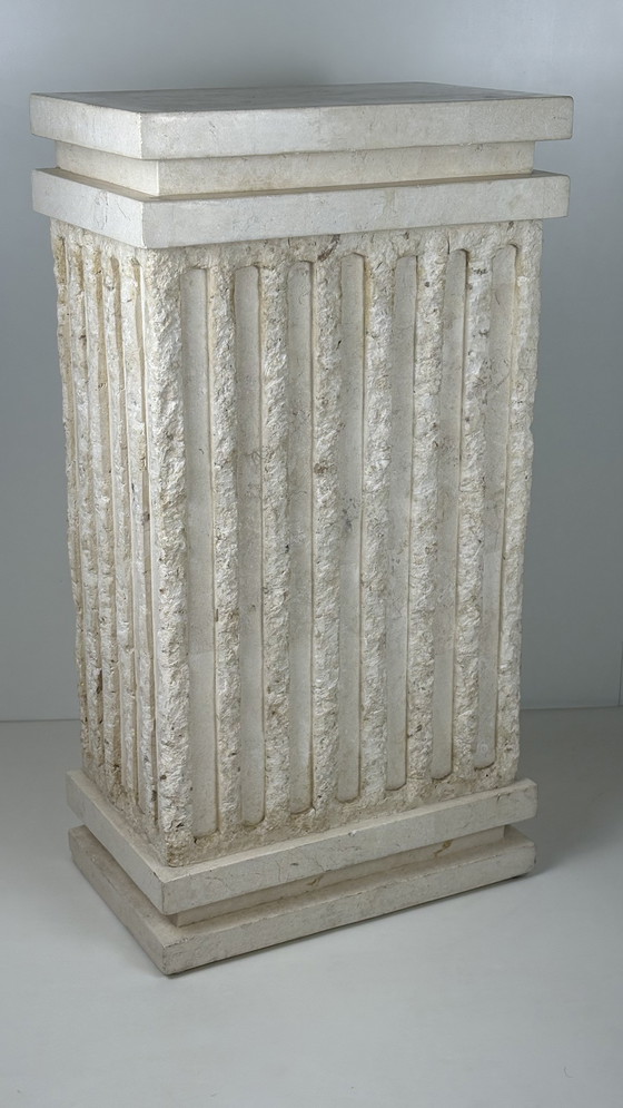 Image 1 of Vintage large Roman column / pillar beige cream plant table