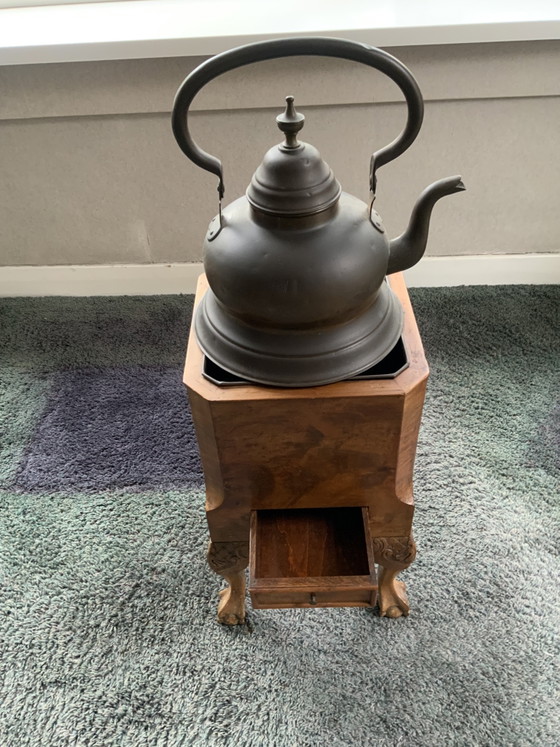 Antique Tea Stove with Kettle – Decorative Objects, Metal, Wood (photo 3 of 6)