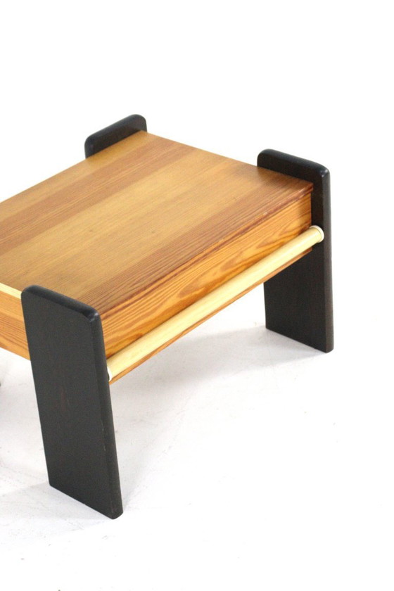 Image 1 of Set of 2 pine bedside tables vintage brutalist