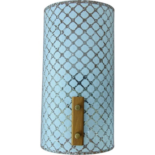 Lámpara de pared vintage de cristal, madera y metal, Alemania, 1980
