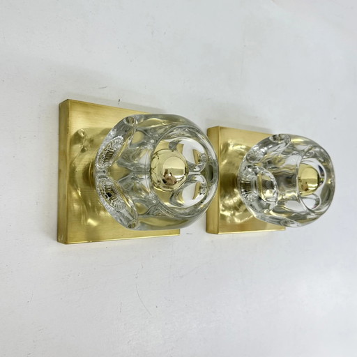 Paar Peil & Putzler ijskubusglas wandlamp, jaren 70