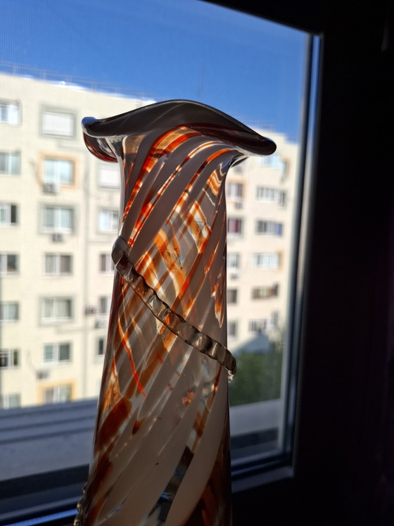 Image 1 of Vintage Krasny May Art Glass Ribbon Vase - 25cm (Perfect)