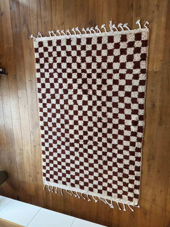 Image 1 of Handmade Moroccan checkerboard rug 240x160