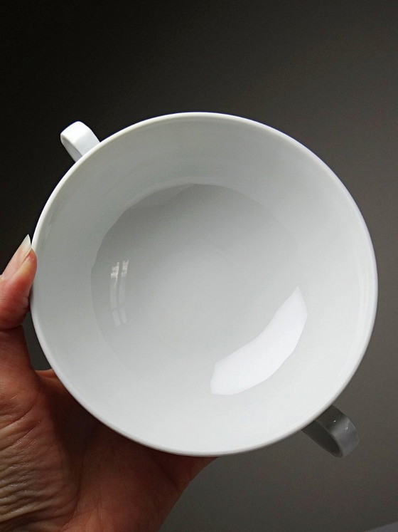 Image 1 of 5 two-handled cups/bowls, Limoges porcelain Bernardaud "Palm"