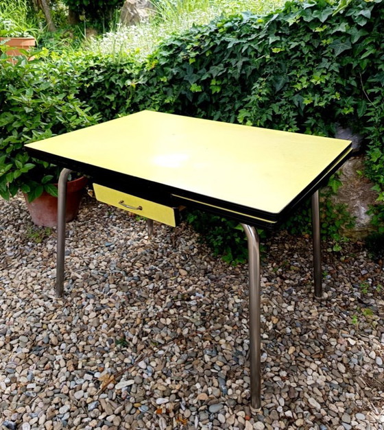 Image 1 of 1960s vintage lemon-yellow formica table