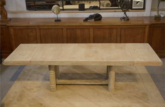 Mesa Art Déco de roble blanqueado al estilo de Jean-Charles Moreux, década de 1940. – Mesas de comedor, Wood (photo 5 of 14)