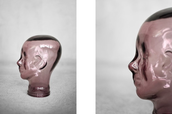 Image 1 of Vintage Mid Century Duitse Moderne Roze Glazen Kop, 1970