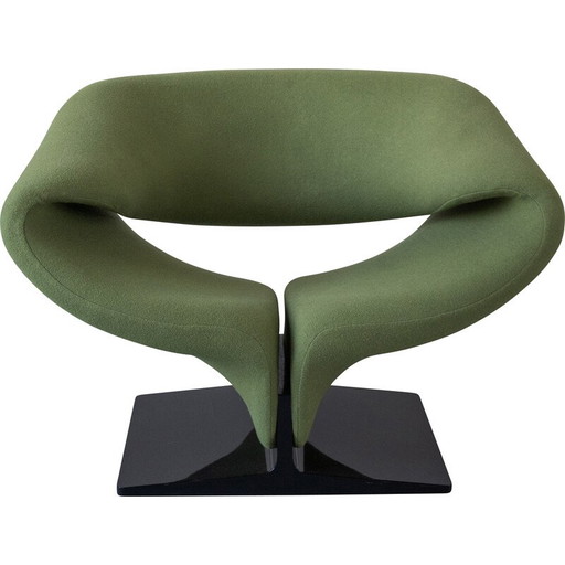 Vintage ribbon-shaped armchair in metal and fabric by Pierre Paulin for Artifort, 1966