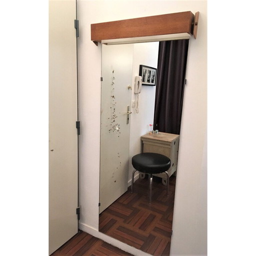 Miroir scandinave vintage en teck avec éclairage, 1970