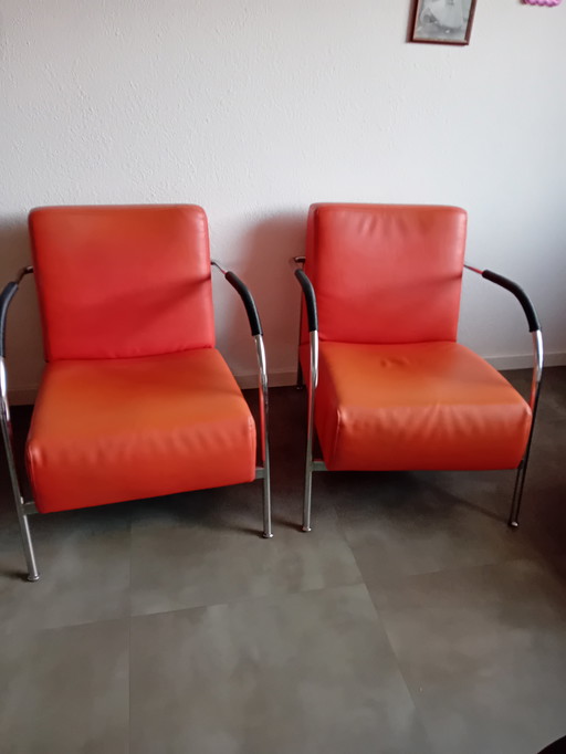 2× Vintage Fauiteuls Oranje.