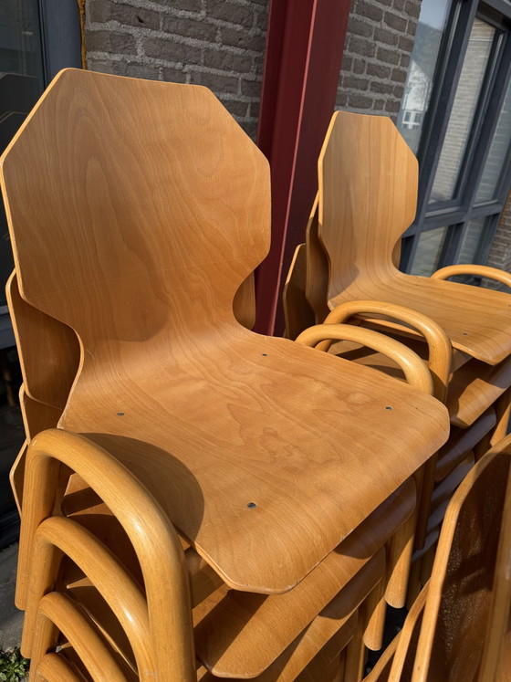 Lot of 24x vintage plywood stacking chairs ‘80s – Dining chairs (photo 2 of 11)