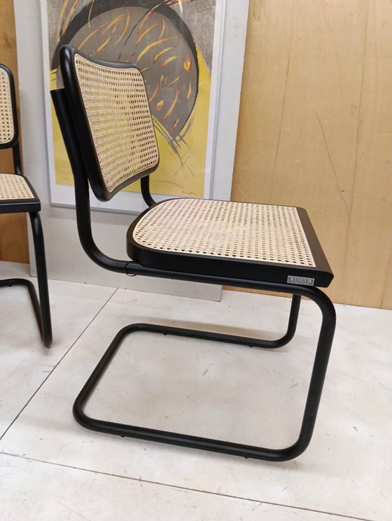 Image 1 of ALIVARMVSEVM 104. SET of 2 CESCA B32 Chairs (NEW) in Black Frame Limited Edition 
